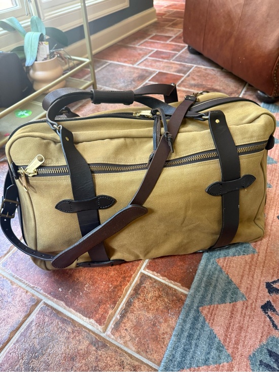 Filson Other - Filson Tan Canvas Duffel with Dark Brown Leather Trim twill Pullman style large